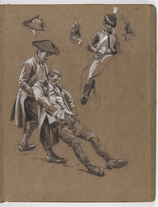 Studie für das Ölgemälde von William Barns Wollen, Die Schlacht von Lexington 1775 von William Barnes Wollen