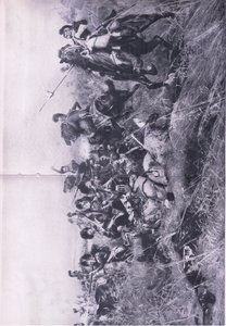 The Black Watch in der Schlacht von Quatre Bras am 16. Juni 1815, Illustration aus Britische Schlachten zu Land und zu Wasser, 1915