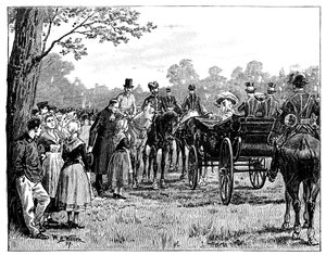 Die Königin beim Fest im Wald von St. Germain, Frankreich, Mitte bis Ende des 19. Jahrhunderts, 1887 von William Barnes Wollen