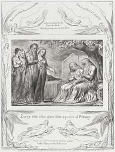 Hiob und seine Frau empfangen Almosen von William Blake