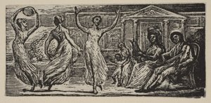 Menalcus beobachtet Frauen beim Tanzen, aus Thorntons Pastoralen von Virgil, 1821 von William Blake