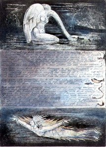 Tafel II, Jerusalem, ca. 1804-20. Die Töchter von Albion dargestellt durch schwanenartige und fischartige Kreaturen von William Blake