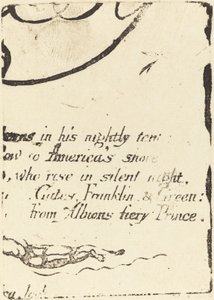 Neudruck aus Fragment der stornierten Platte für "Eine Prophezeiung" von William Blake