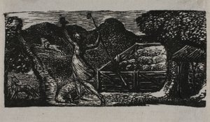 Hirte vertreibt Wolf, aus den Pastoralen von Virgil von William Blake