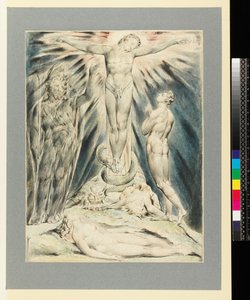 Der Erzengel Michael kündigt die Kreuzigung an von William Blake