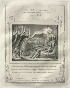 Das Buch Hiob: Nr. 7, Und als sie ihre Augen von ferne aufhoben und ihn nicht erkannten..., 1825 von William Blake