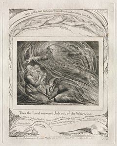 Das Buch Hiob: Pl. 13, Dann antwortete der Herr Hiob aus dem Wirbelsturm, 1825 von William Blake