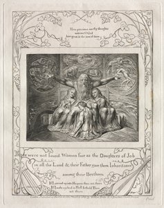 Das Buch Hiob: Pl. 20, Es wurden keine Frauen so schön gefunden wie die Töchter Hiobs in ganz dem Land von William Blake