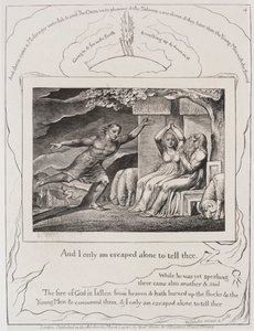 Das Buch Hiob: Pl. 4, und ich allein bin entkommen, um es dir zu sagen von William Blake
