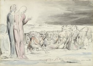 Der Kreis der Verräter: Alberti Brüder, Illustration zur Göttlichen Komödie von Dante Alighieri, 1824-27