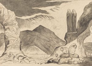 Der Kreis der Fälscher: Dante und Virgil halten sich die Nase wegen des Gestanks zu