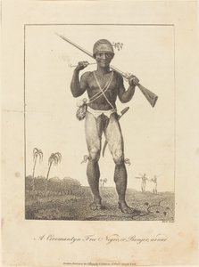 Ein freier Neger von Coromantyn, oder Ranger, bewaffnet von William Blake after John Gabriel Stedman