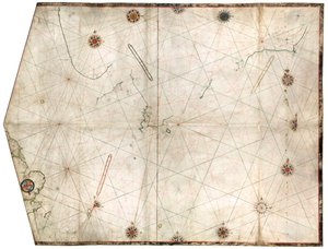 Portulankarte von William Borough, die das Seegebiet der Nordsee und der Ostsee zeigt, von der Ostküste Englands bis zum Kopf des Golfs von Schweden, ca. 1580