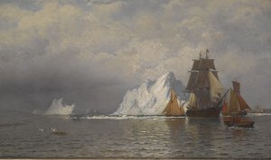 Walfänger und Fischereifahrzeuge in der Nähe der Küste von Labrador, ca. 1880