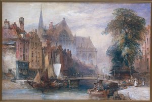 Ansicht der Nieuwe Kerk und der Nieuwezijds Voorburgwal in Amsterdam, vom Norden aus