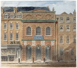 Das erste Opernhaus im Haymarket, abgebrannt 1789