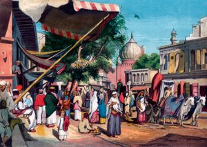 Eine Straße hinter der Jami Masjid, Delhi, Indien, 1857 von William Carpenter