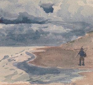 Landschaft mit Mann am Strand