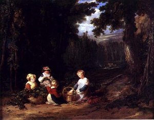 Junge Kinder beim Hopfenpflücken von William Collins