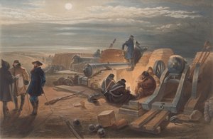 Eine ruhige Nacht in den Batterien. Eine Skizze in der Greenhill-Batterie