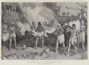 Die Pest in Indien, ein hinduistischer Verbrennungsplatz für Opfer