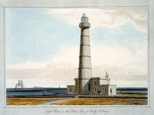 Leuchtturm auf der Start, Isle of Sandy, Orkney, 1821 von William Daniell