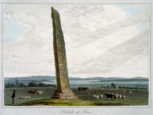 Obelisk bei Forres, Moray, Schottland, 1821 von William Daniell