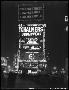 Beleuchtetes Schild für Chalmers Unterwäsche, New York City, 6. Januar 1917