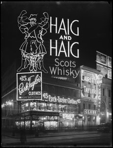 Beleuchtetes Schild für Haig und Haig Whiskey, New York City, 6. Januar 1917