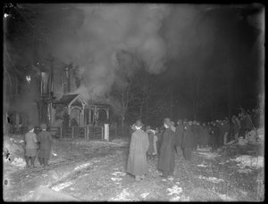 Prescott Cottage Feuer bei Nacht, Inwood Hill, 1914
