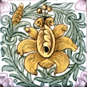 Fliese mit Blumenmuster von William de Morgan
