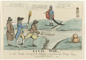 Englische Karikatur über die niederländischen Bürgerstreitigkeiten, 1787 von William Dent