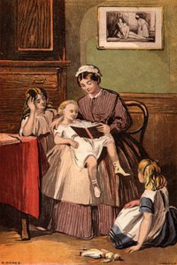 Der freundliche Diener: ein Dienstmädchen liest kleinen Kindern vor von William Dickes