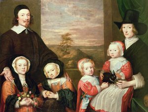 Unidentifiziertes Familienporträt, traditionell gedacht als das von Sir Thomas Browne, Mitte der 1640er Jahre