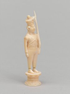 Weißer Bauer, Schachfigur, Indien, um 1820