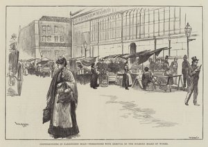 Kostümhändler in der Farringdon Road, bedroht von der Holborn Board of Works von William Douglas Almond