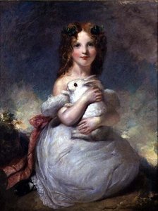Porträt von Dora Louisa Grant mit einem Kaninchen