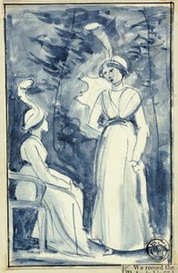 Zwei Frauen in Kleidung des späten 18. Jahrhunderts von William Edward Frost