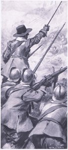 Die Lowlander in der Schlacht von Killiecrankie, Illustration aus British Battles on Land and Sea, 1915