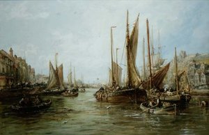 Kai mit Fischerbooten von William Edward Webb