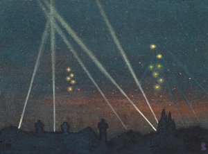 Suchscheinwerfer während eines Bombenangriffs von William Ernest Buchanan