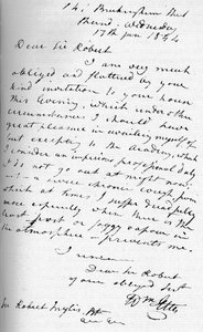 Ein Brief von William Etty, 17. Januar 1844