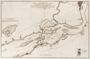 Der Verlauf des Delaware River von Philadelphia nach Chester, Nordamerika von William Faden