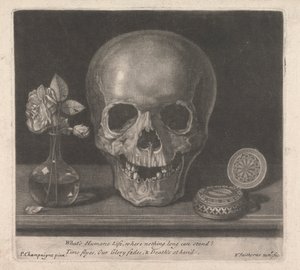 Was ist das menschliche Leben, wo nichts lange bestehen kann? Die Zeit fliegt, unser Ruhm verblasst, und der Tod ist nahe. von William Faithorne