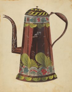 Toleware Zinn-Kaffeekanne, ca. 1937