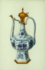 Kanne, Periode von Wan Li, chinesisch, mit Augsburger Montierung (Farblithografie)