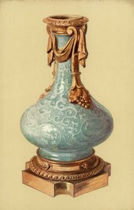 Vase, chinesisches Celadon-Geschirr mit Louis XVI, Ormolu-Montierung