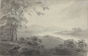Flusslandschaft mit Ruinen