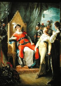 Edward Prinz von Wales und seine Mutter Königin Margaret (1430-82) vor König Edward IV (1442-83) nach der Schlacht von Tewkesbury gebracht