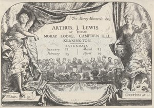 Einladungskarte der Moray Minstrels von Arthur James Lewis, 1865 von William Harcourt Hooper